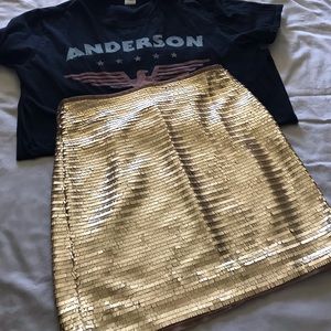 H&M Gold Sequined Mini Skirt NWT